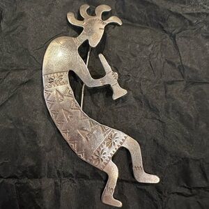 Vintage Navajo Kokopelli - Sterling Silver Southwestern Brooch - stamped